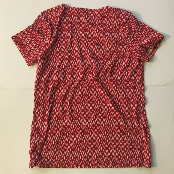 Basic Editions Top T-Shirt Red White Casual Cotton Summer Short Sleeves L 12 14 - Picture 4 of 6